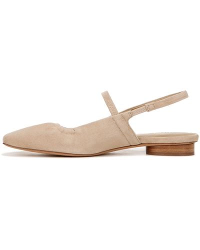 Vince S Venice Slingback Mary Jane Square Toe Flat Dune Beige Suede 8.5 M - Natural
