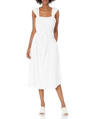 Vince S Poet Strap Knot Front Dress,optic White,large