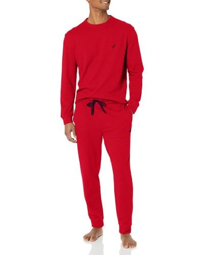 Nautica Waffle Pajama Pant Set - Red
