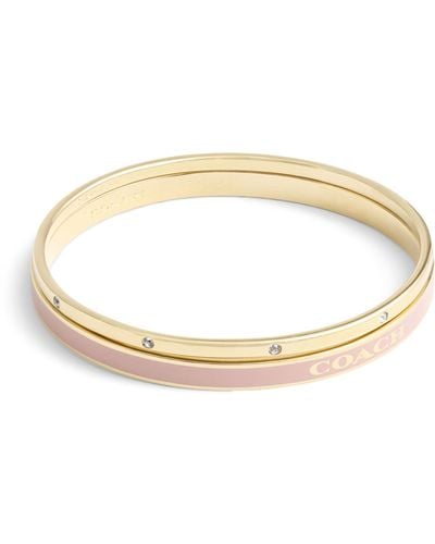 COACH Signature Bangle Bracelet Set - Metallic