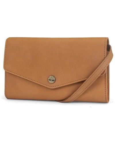 Timberland Rfid Leather Wallet Phone Bag With Detachable Crossbody Strap - Brown