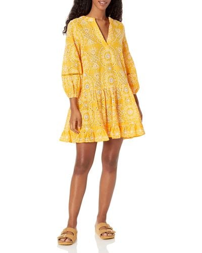 Shoshanna Womens Umbrella Mini Casual Dress - Yellow