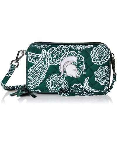 Vera Bradley Cotton Collegiate All In One Crossbody Purse With Rfid Protection - Green
