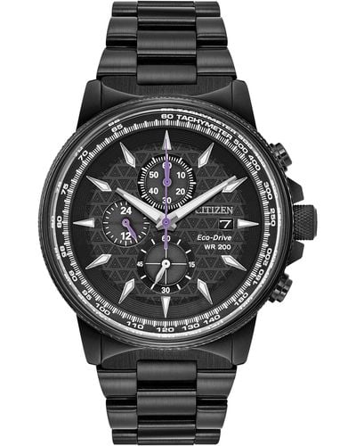 Citizen Eco-drive Marvel Black Panther Watch In Black Ip Stainless Steel