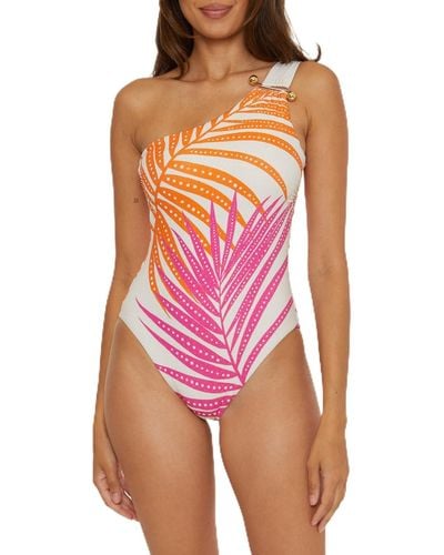 Trina Turk S Sheer Tropics Maillot Swimsuit - Red