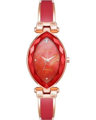 Anne Klein Genuine Diamond Dial Bangle Watch - Red