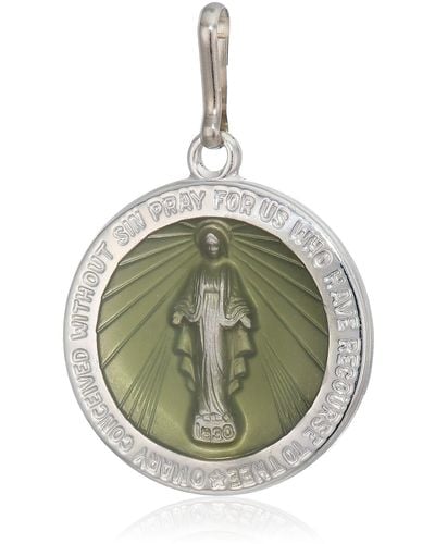 ALEX AND ANI Miraculous Medal Large Sterling Silver 14kt Plate Charm - Metallic