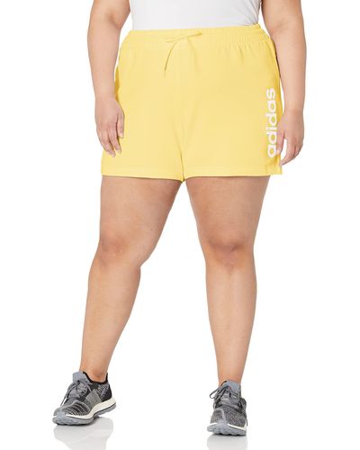 adidas Plus Size Essentials Linear French Terry Shorts - Yellow