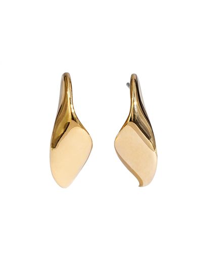 Amazon Essentials Rhodium Or Yellow Gold Plated Brass Twisted Half Hoop Earrings - Metallic
