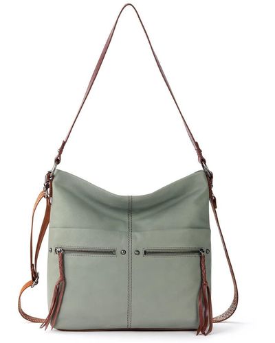 The Sak Womens Ashland Bucket Bag In Leather - Gray