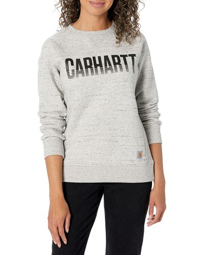 Carhartt Womens Midweight Relaxed Fit Graphic Crew Neck Sweatshirt Sweater - Gray
