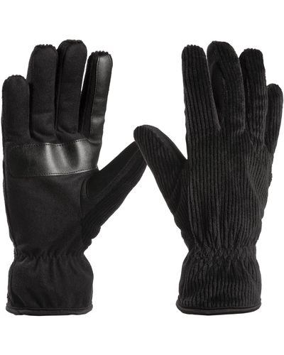 Isotoner S Recycled Corduroy And Microsuede Cold Weather With Sherpasoft Lining - Black
