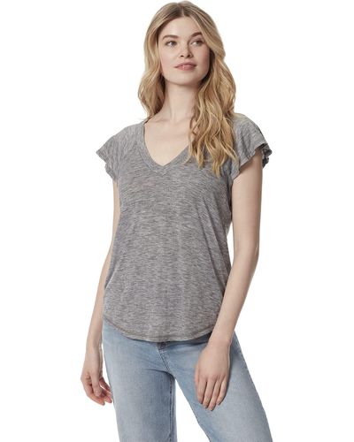 Jessica Simpson Womens Gracie Flutter Sleeve Tee T Shirt - Gray