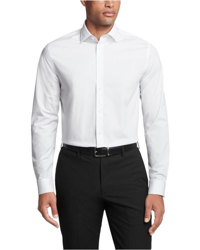 Calvin Klein Dress Shirt Non Iron Stretch Slim Fit Print - White