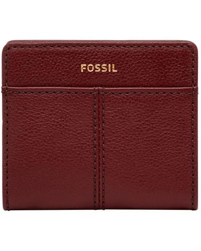 Fossil Tara Leather Wallet Multifunction Bifold - Red