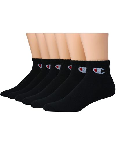 Champion , Double Dry Socks, Crew, Ankle, And No Show, 6-pack, Black, 5-9