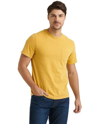 Lucky Brand Short Sleeve Crew Neck Sunset Pocket Tee Shirt - Yellow