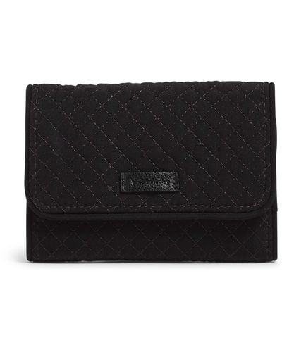 Vera Bradley Microfiber Riley Compact Wallet With Rfid Protection - Black