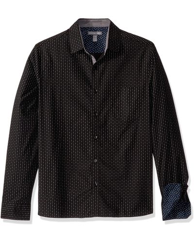 Geoffrey Beene Fit Easy Care Long Sleeve Button Down Shirt - Black