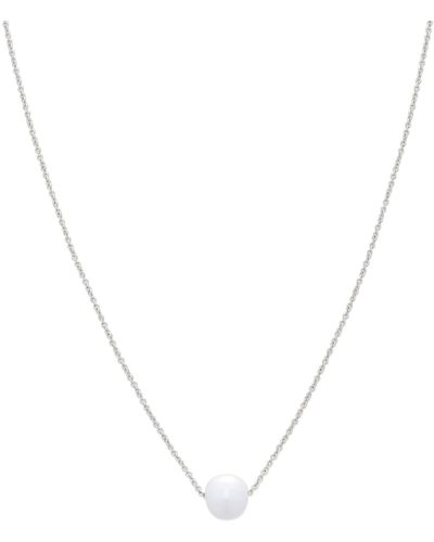 Amazon Essentials Sterling Silver Freshwater Pearl Pendant Necklace 16" - Metallic