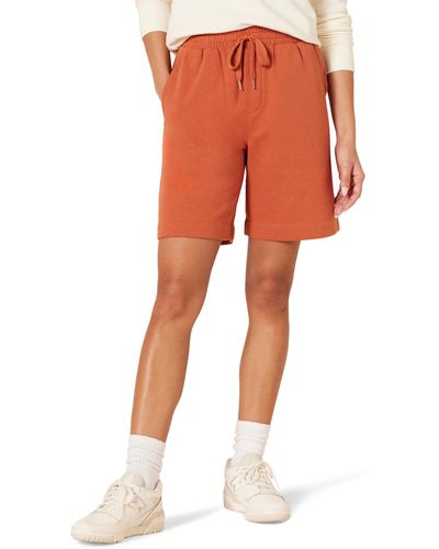 Amazon Essentials Fleece-Bermudashorts mit hoher Taille - Orange