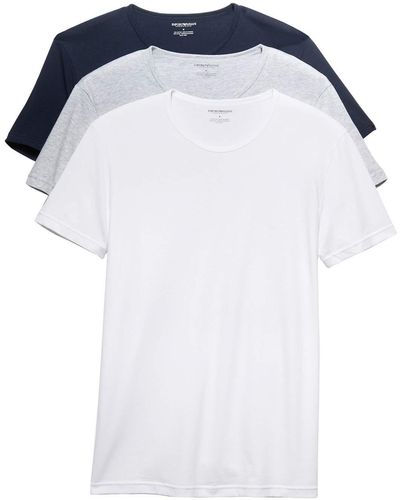 Emporio Armani Lot de 3 t-Shirts à col Rond en Coton pour Tricot - Bleu