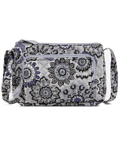 Vera Bradley Cotton Little Hipster Crossbody Purse With Rfid Protection - Gray
