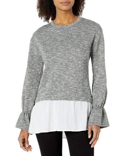 BCBGeneration Contrast Long Sleeve Top - Gray
