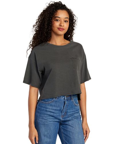 RVCA Cropped Pigment Dye Short Sleeve Shirt - Black