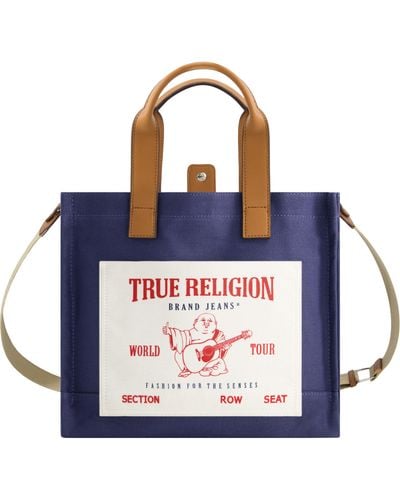 True Religion Tote, Medium Travel Shoulder Bag With Adjustable Strap, Navy - Blue