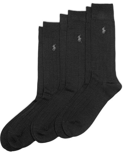 Polo Ralph Lauren Dress Merino Crew Sock 3 Pair Pack - Black