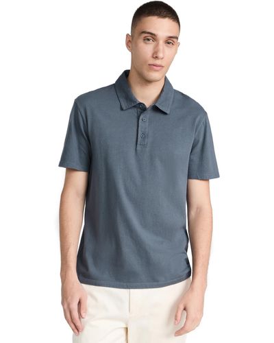 Vince S Garment Dye S/s Polo Shirt - Blue