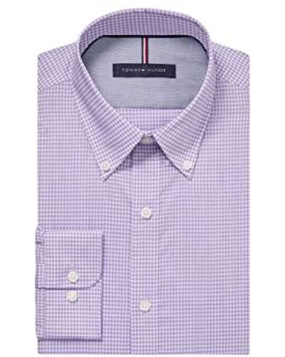 Tommy Hilfiger Non Iron Slim Fit Gingham Buttondown Collar Dress Shirt - Purple