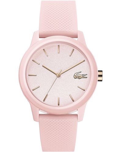 Lacoste 'ladies 12.12' Quartz Resin And Silicone Watch - Pink