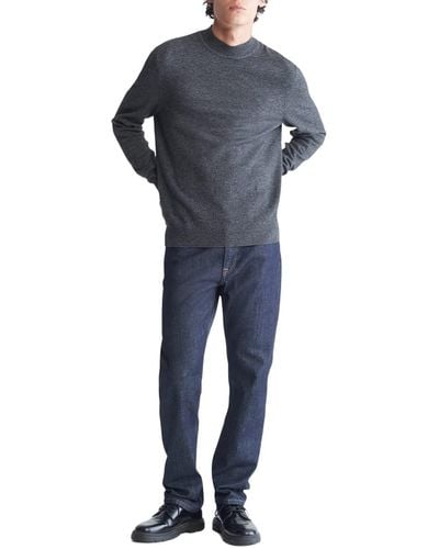 Calvin Klein Merino Wool Blend Mockneck Sweater - Blue