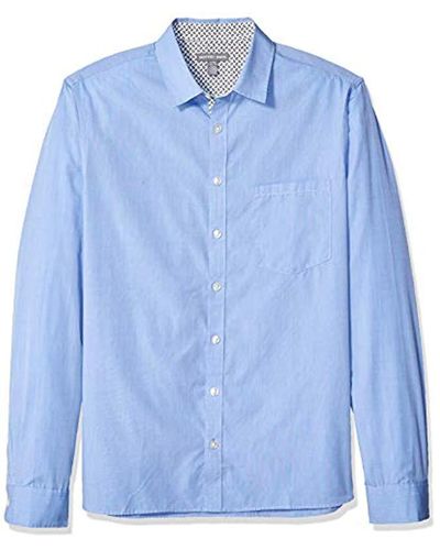 Geoffrey Beene Big And Tall Easy Care Long Sleeve Button Down Shirt - Blue