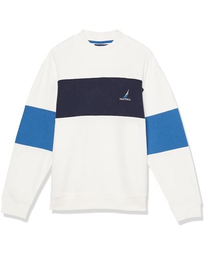 Nautica Colorblock Crewneck Sweatshirt,sail White,xxl - Blue