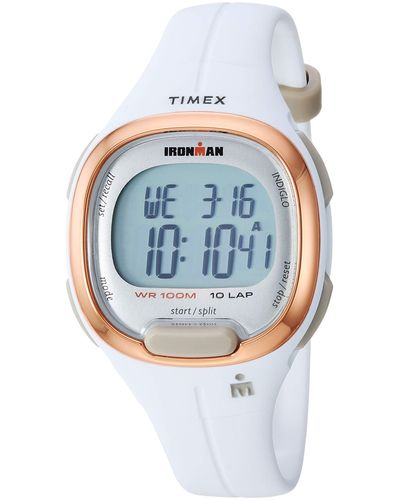 Timex Tw5m19900 Ironman Transit Mid-size White/rose Gold-tone Resin Strap Watch - Multicolor