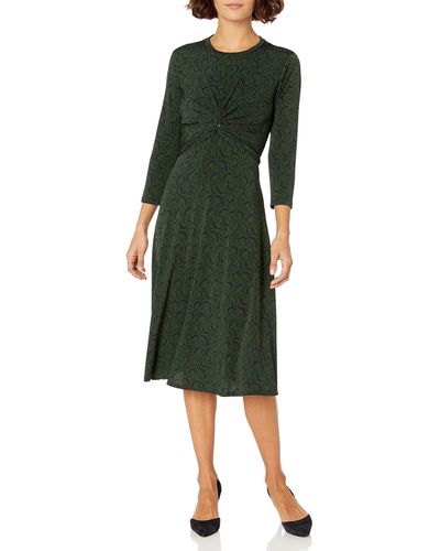 Donna Morgan Petite Stretch Knit Jersey Twist Front Dress - Green
