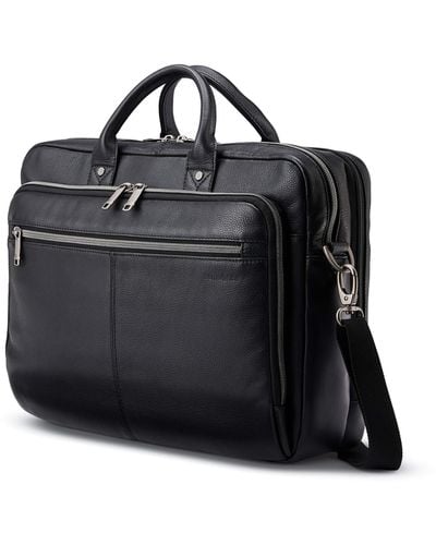 Samsonite Classic Leather Toploader Briefcase - Black