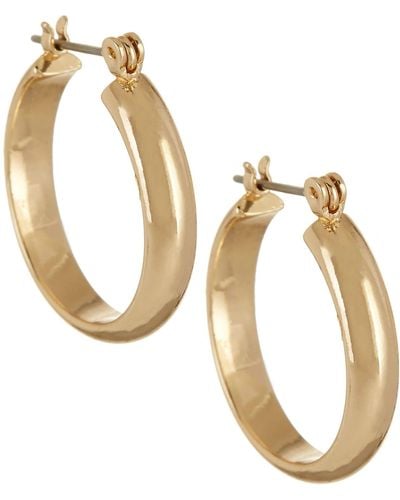 Napier Gold-tone Wide Band Clicktop Hoop Earrings - Metallic
