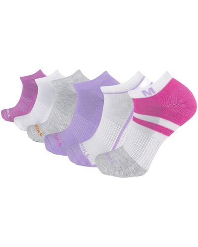 Merrell Men's And -women's Recycled Cushioned Socks-6 Pair Pack-hiking Arch Support And Moisture Agement - Purple