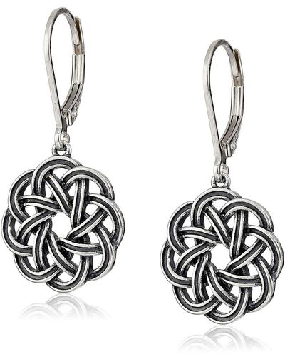 Amazon Essentials Sterling Silver Oxidized Celtic Knot Leverback Dangle Earrings - Black