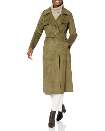 Guess Long Sleeve Baraa Faux Suede Trench - Green