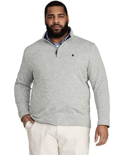 Izod Advantage Performance Quarter Zip Sweater Fleece Solid Pullover - Gray