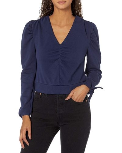 Kendall + Kylie Kendall + Kylie Ruched Top With Back Keyhole - Blue