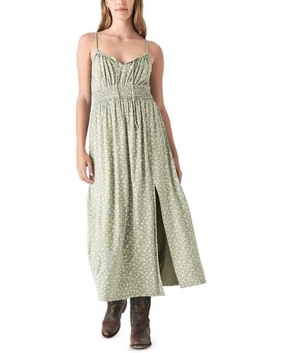 Lucky Brand Womens Printed Smocked Dress - Green