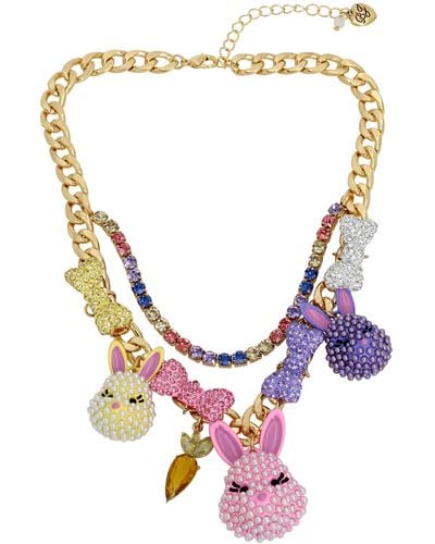 Betsey Johnson S Bunny Bib Necklace - Metallic