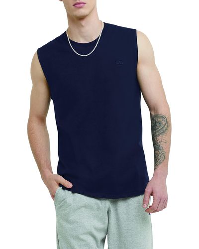 Champion Mens Classic Jersey Muscle Tee Shirt - Blue