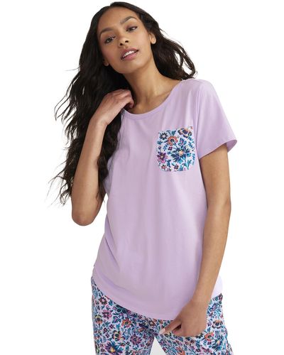 Vera Bradley Cotton Short Sleeve Crewneck Pajama T-shirt - Purple